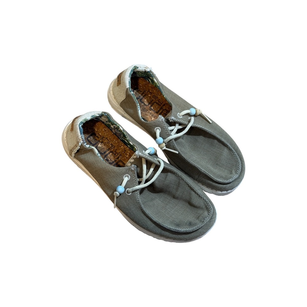 Hey Dude Wendy Natural Rosemary Shoes 6 Womens Canvas Loafers Slip On